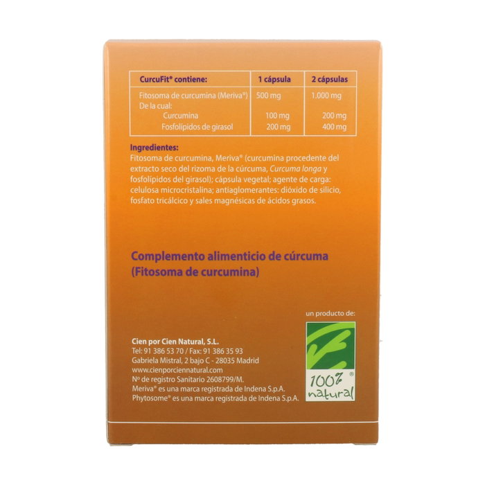 100% Natural CurcuFit 90 cápsulas vegetales
