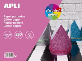 APLI PAPER Bloc de Cartulinas con Acabado Purpurina 32x24 cm, 6 Hojas