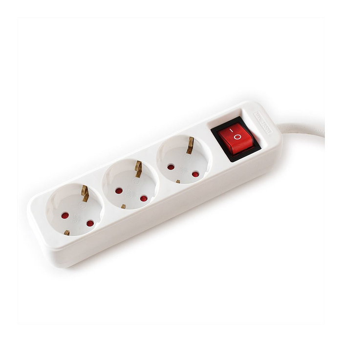 VALUE 19.99.1076 Regleta de 3 salidas con interruptor, blanco, 1,5 m VALUE 19.99.1076 Regleta de 3 salidas con interruptor, blanco, 1,5 m