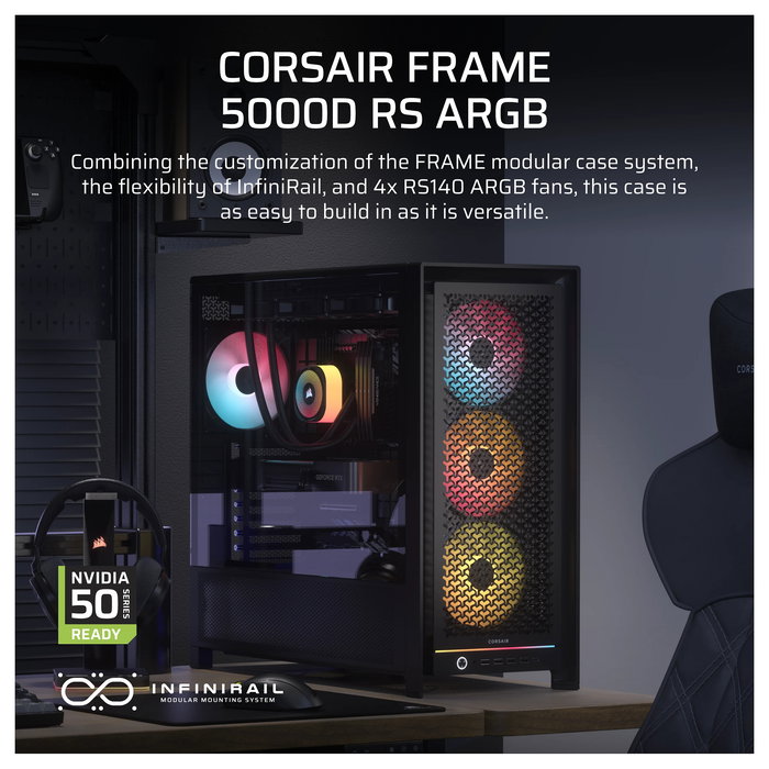 Corsair 5000D RS ARGB Schwarz Midi Tower ATX Gaming Gehäuse Negro para Juego
