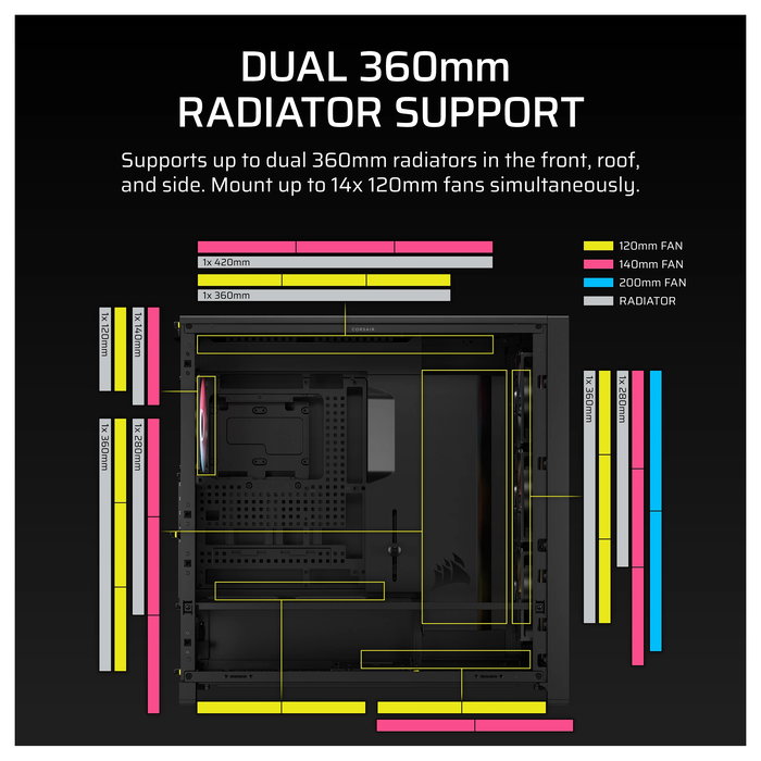 Corsair 5000D RS ARGB Schwarz Midi Tower ATX Gaming Gehäuse Negro para Juego