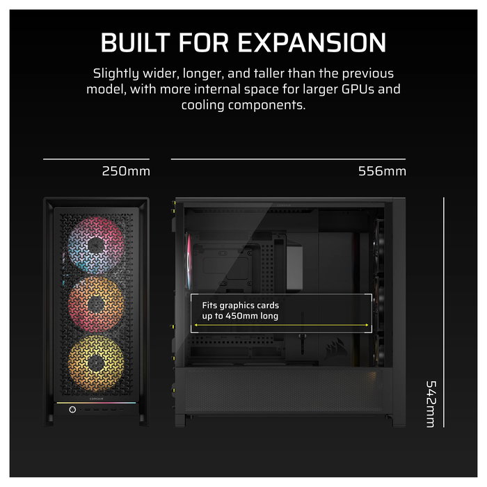 Corsair 5000D RS ARGB Schwarz Midi Tower ATX Gaming Gehäuse Negro para Juego