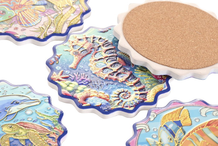 DKD Home Decor Posavasos Atlantico Multicolor Dolomite Corcho 10.8 x 0.7 x 10.8 cm (72 Unidades)