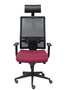 Silla de oficina Horna con mecanismo Sincro tapizada con Tela color Granate y malla color Negro. Equipada con lumbar 1D, Brazos 1D, Cabecero Fijo y Ruedas de parqué