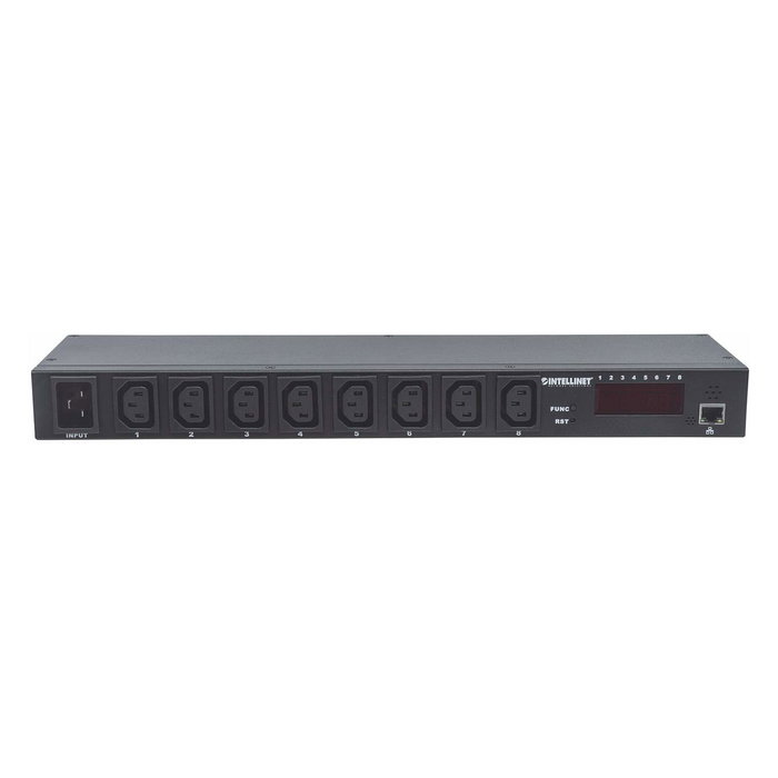Intellinet PDU Rack 19" 1U 8 Puertos IEC C13 con Entrada C20, Monitoreo de Corriente Temperatura Humedad, Metal Negro, IEC320 C20, 90-240V 20A, CE UL FCC Intellinet PDU Rack 19" 1U 8 Puertos IEC C13 con Entrada C20, Monitoreo de Corriente Temperatura Humedad, Metal Negro, IEC320 C20, 90-240V 20A, CE UL FCC