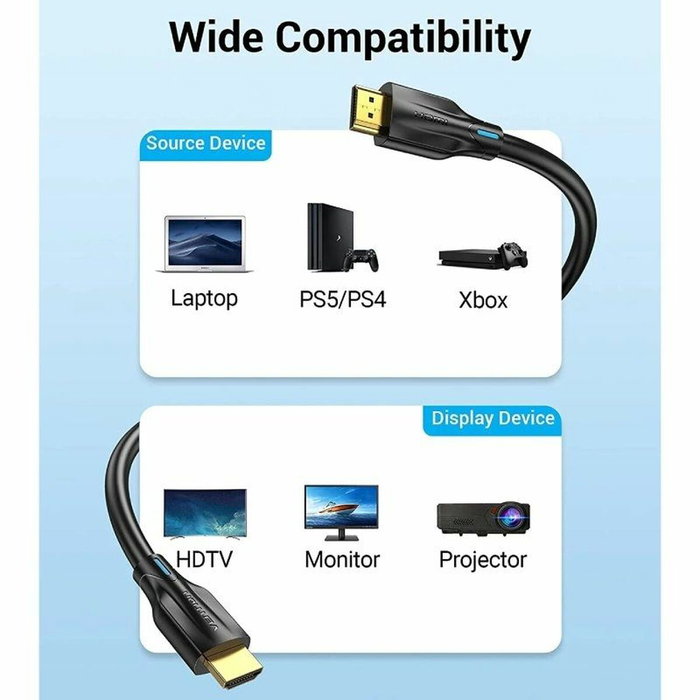 Vention Cable HDMI 2.1 8K AANBF Negro 1m, Macho a Macho