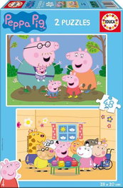 Educa Puzzle Peppa Pig 2x48 Piezas para Niños 3 Años, Multilingüe (ES, EN, FR, PT)