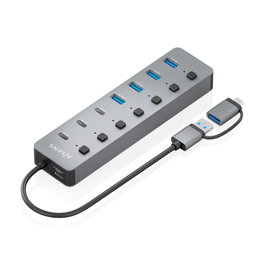 Aisens Hub USB-C + USB 3.1 ASUC-8P043-GR 4xUSB 3xUSB-C 1xUSB-C PD Gris