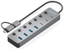 Aisens Hub USB 3.1 Gen1 con 8 Puertos y Botones Independientes, Gris
