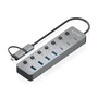 Aisens Hub USB 3.1 Gen1 con 8 Puertos y Botones Independientes, Gris