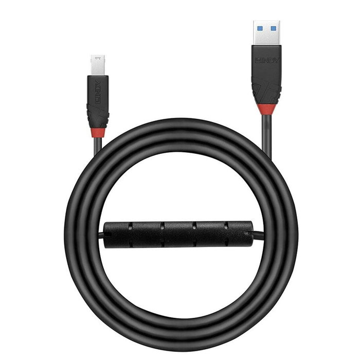 Lindy Cable USB 3.2 Gen 1 Activo Slim 10m USB A a USB B Negro
