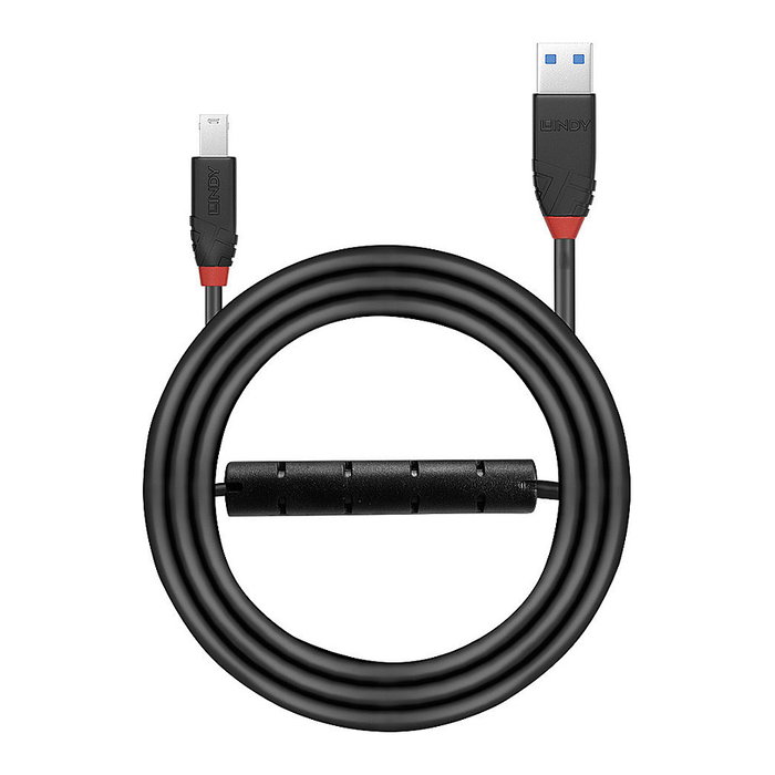 Lindy Cable USB 3.2 Gen 1 Activo Slim 10m USB A a USB B Negro