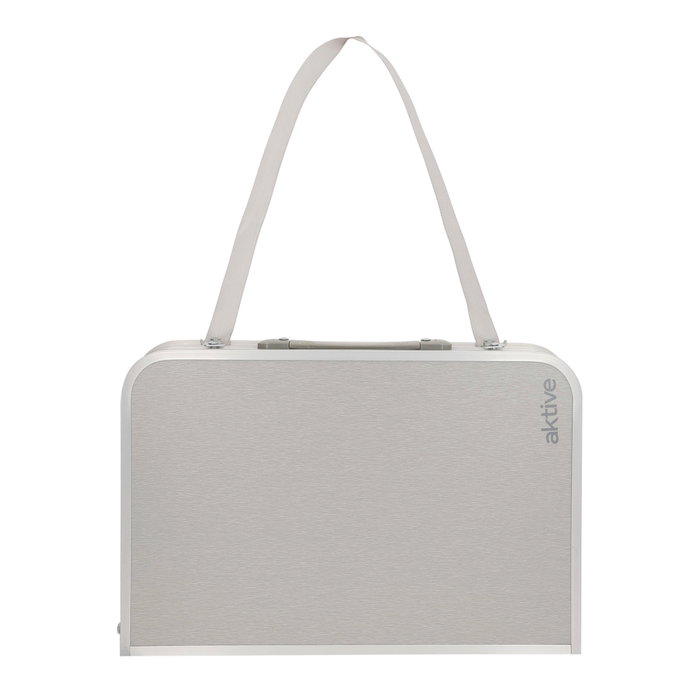 Aktive Mesa plegable camping maletín antideslizante beige con red auxiliar