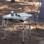 Aktive Mesa plegable camping maletín antideslizante beige con red auxiliar