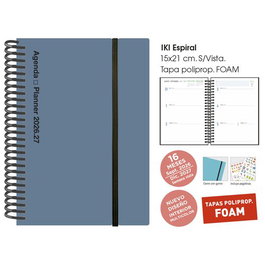 Agenda Anual (2026-27) Senfort 16 Meses Iki Foam Espiral Tapa Pp Con Goma 155X215 S/V Plomo