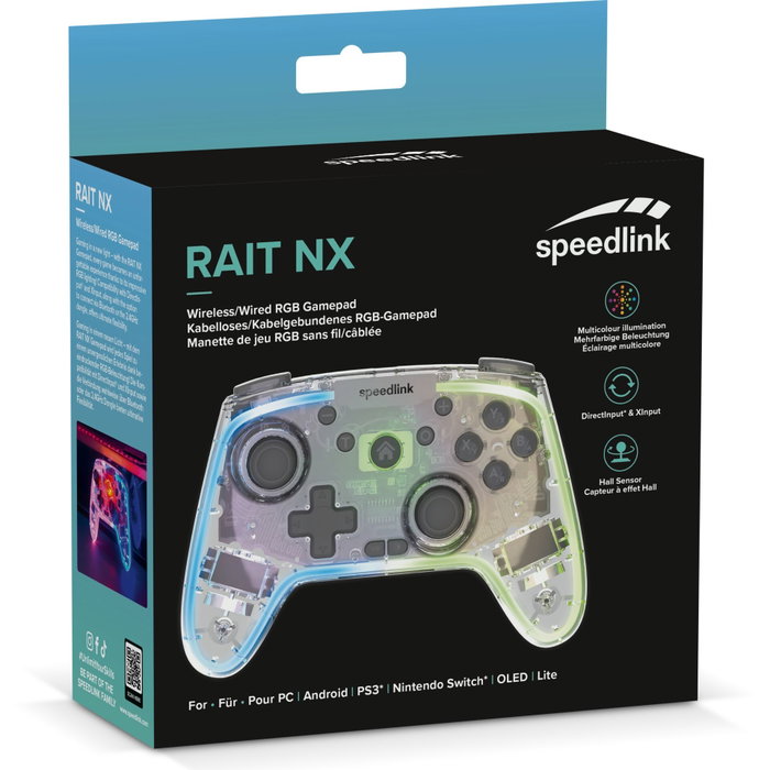 Speedlink RAIT NX RGB Gamepad Inalámbrico/Cableado para PC, Android y Switch