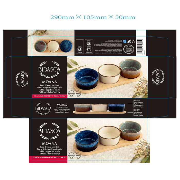 Tabla Aperitivo Bambú Cerámica Moana Bidasoa 29x10x4,5 cm Tabla Aperitivo Bambú Cerámica Moana Bidasoa 29x10x4,5 cm