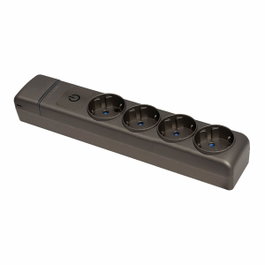 Solera Base múltiple 4 tomas schuko grafito con interruptor
