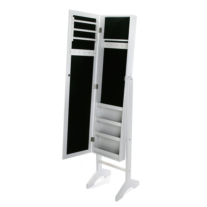 Versa Espejo Joyero Blanco Minimal 35x153 cm - Madera MDF con Interior de Franela Negra Versa Espejo Joyero Blanco Minimal 35x153 cm - Madera MDF con Interior de Franela Negra