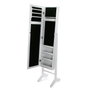 Versa Espejo Joyero Blanco Minimal 35x153 cm - Madera MDF con Interior de Franela Negra