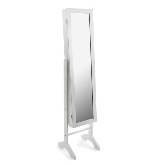 Versa Espejo Joyero Blanco Minimal 35x153 cm - Madera MDF con Interior de Franela Negra Versa Espejo Joyero Blanco Minimal 35x153 cm - Madera MDF con Interior de Franela Negra