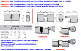Vastagos Cilindro Ovalado 5964/30x30/4LN Níquel