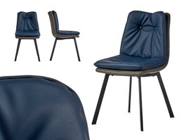 Giftdecor Sillón Azul con Respaldo de Botones y Borde Gris 62 x 85 x 47 cm (Set de 2)