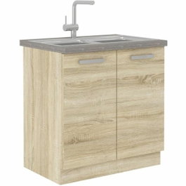 Aucune LASSEN Mueble bajo de cocina para fregadero 80 cm - Roble claro Sonoma