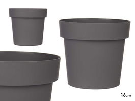Ibergarden Maceta Plástico Gris 16 cm Diámetro x 15 cm Alto (Set de 12)