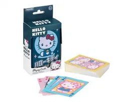 Wondee Baraja de Cartas Hello Kitty Poker Sanrio en Lata Azul, Estándar, Adorables Ilustraciones para Juegos