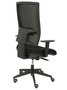 Silla de oficina Horna con mecanismo Sincro tapizada con Tela color Negro. Equipada con lumbar 1D, Brazos 1D y Ruedas de parqué