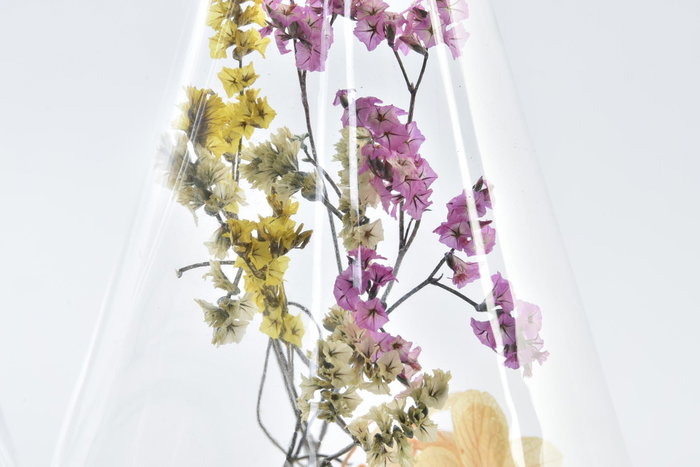 DKD Home Decor Decoración de Cristal con Flor Seca Multicolor