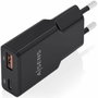 Aisens Cargador GaN 30W Ultra Delgado con USB-C y USB-A, Negro