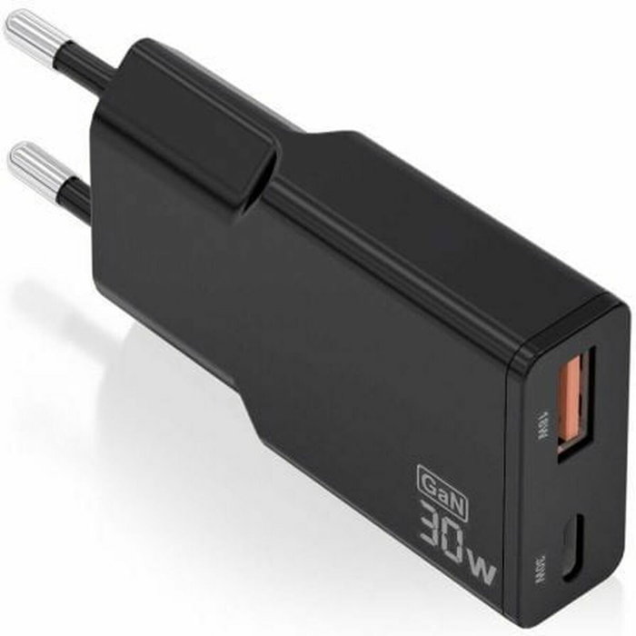 Aisens Cargador GaN 30W Ultra Delgado con USB-C y USB-A, Negro Aisens Cargador GaN 30W Ultra Delgado con USB-C y USB-A, Negro