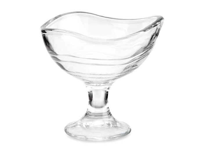 Vivalto Copa Helado Vidrio Con Pie Rayas 180ml 10.5x10.5x10cm (Set de 36)