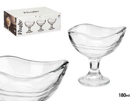 Vivalto Copa Helado Vidrio Con Pie Rayas 180ml 10.5x10.5x10cm (Set de 36)