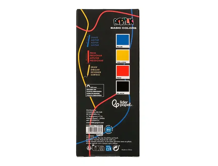 Liderpapel Rotuladores Acrylic Base Agua Punta Redonda 3 mm Colores Básicos Surtidos