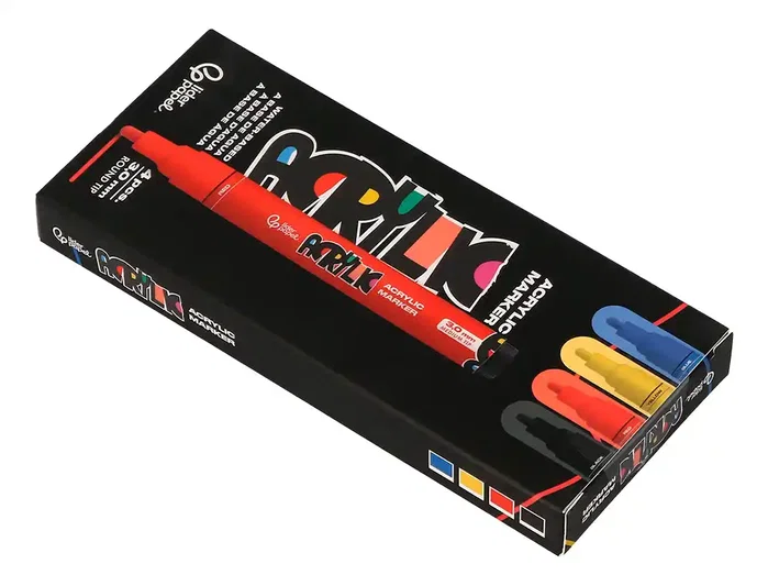 Liderpapel Rotuladores Acrylic Base Agua Punta Redonda 3 mm Colores Básicos Surtidos