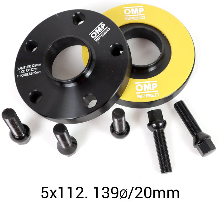 Omp OMPS08652001 Separadores de Ruedas 20 mm PCD 5x112 Tornillo Cónico+Esférico para Audi, Seat, Volkswagen y más