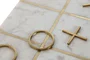 DKD Home Decor Juego Tic Tac Toe Blanco y Dorado en Piedra e Inox 30x30x1,5 cm