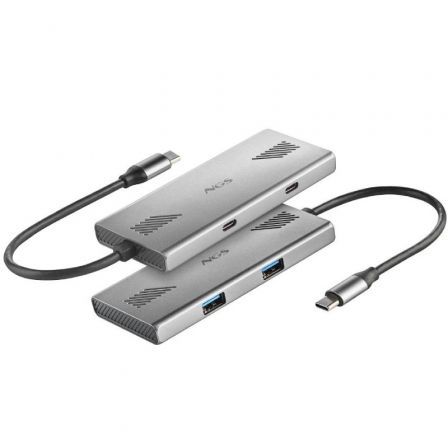 NGS WonderDuo-C Hub USB Tipo-C, 2xUSB-A, 2xUSB-C, Gris, 5 Gbps
