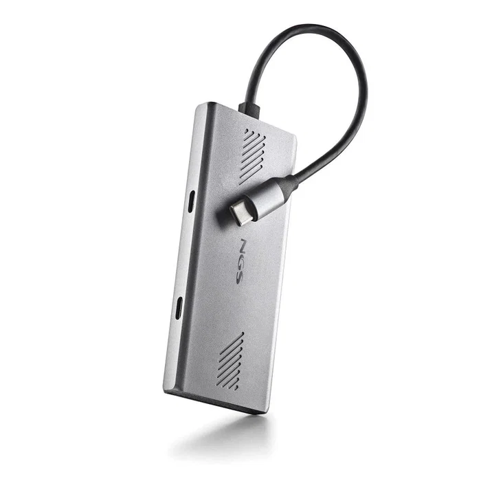 NGS Wonderduo-C Hub USB-C 2x USB 3.2 Tipo A + 2x USB-C 5000 Mbit/s Aluminio Plata