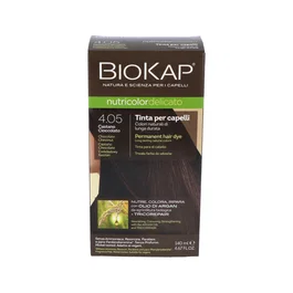 Biokap Tinte Permanente para el Cabello Castaño Chocolate Delicato 4.05 - 140 ml - Cubre Canas, Con Proteínas y Aceite de Argán