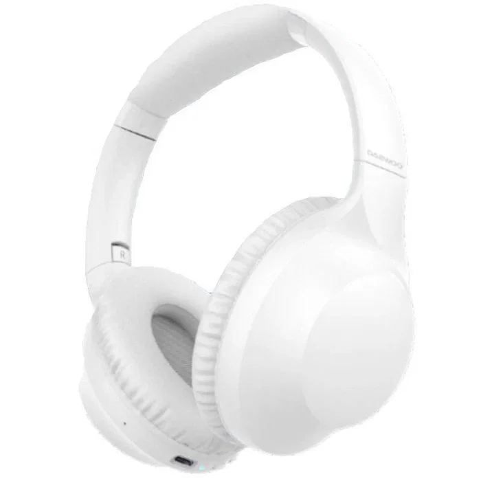 Daewoo Auriculares de Diadema Inalambricos Bluetooth 5.3, Blanco, Cascos con Microfono Plegables y Almohadillas para Oidos, Cancelacion de Ruido para PC, Telefono, Musica y Gaming