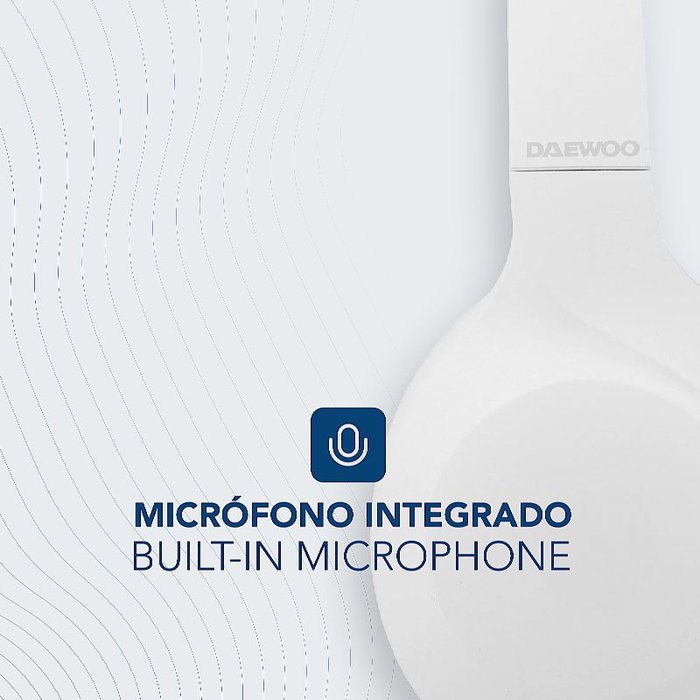 Daewoo Auriculares de Diadema Inalambricos Bluetooth 5.3, Blanco, Cascos con Microfono Plegables y Almohadillas para Oidos, Cancelacion de Ruido para PC, Telefono, Musica y Gaming
