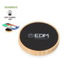 EDM Cargador Inalámbrico Circular Qi 15 W, Material Bambú con Luz LED y Base Antideslizante, Diámetro 6.8 cm (Incluye Cable USB-C)