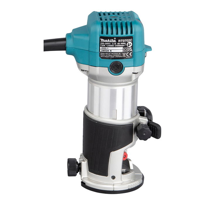 Makita RT0702CX2J Multifunktionsfräse, 34000 RPM, 710W, Velocidad Ajustable
