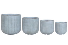 DKD Home Decor Set de 4 Maceteros Turquesa en Magnesia y Fibra de Vidrio
