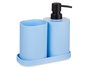 Berilo Set 3 Piezas Baño Plástico Azul 14.5x17x7.5 cm Dispensador Vaso Bandeja (Set de 12)