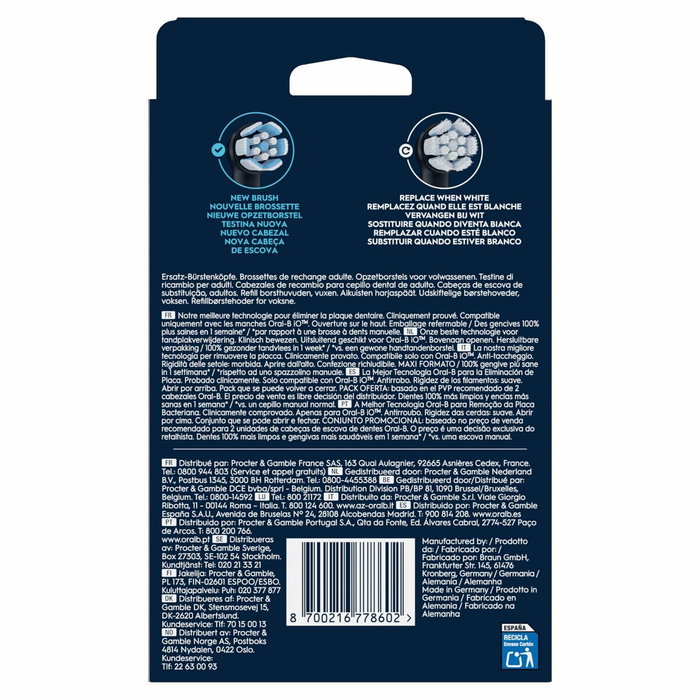 Oral-B Recambios iO Gentle Care Pack de 8 - Negro